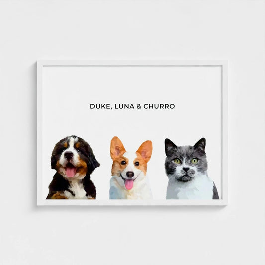 Modern Pet Portrait (3 Pets)
