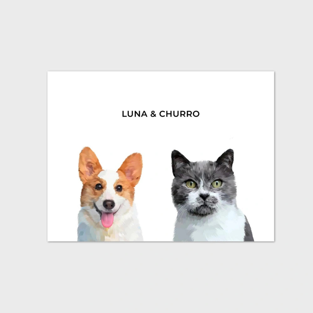 Modern Pet Portrait (2 Pets)