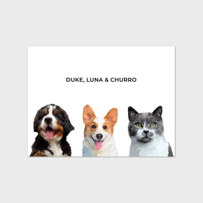 Modern Pet Portrait (3 Pets)