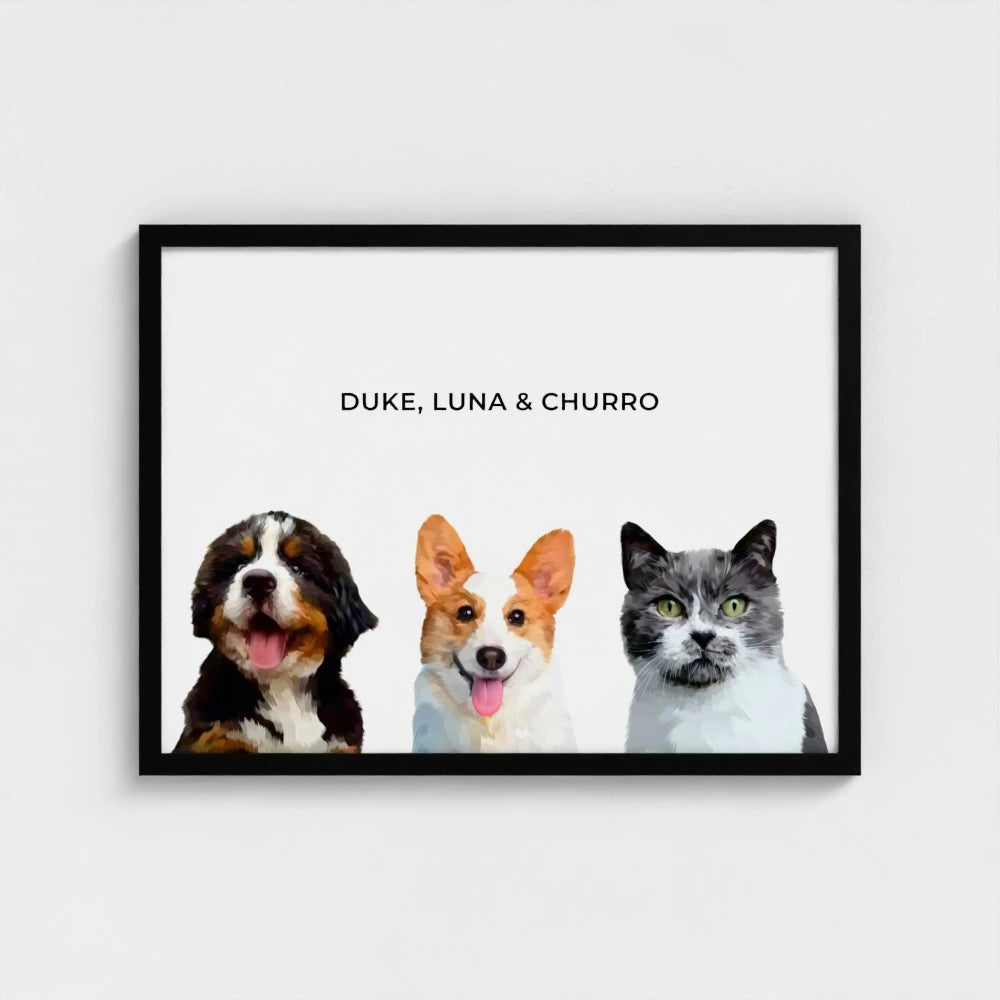 Modern Pet Portrait (3 Pets)