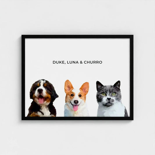 Modern Pet Portrait (3 Pets)